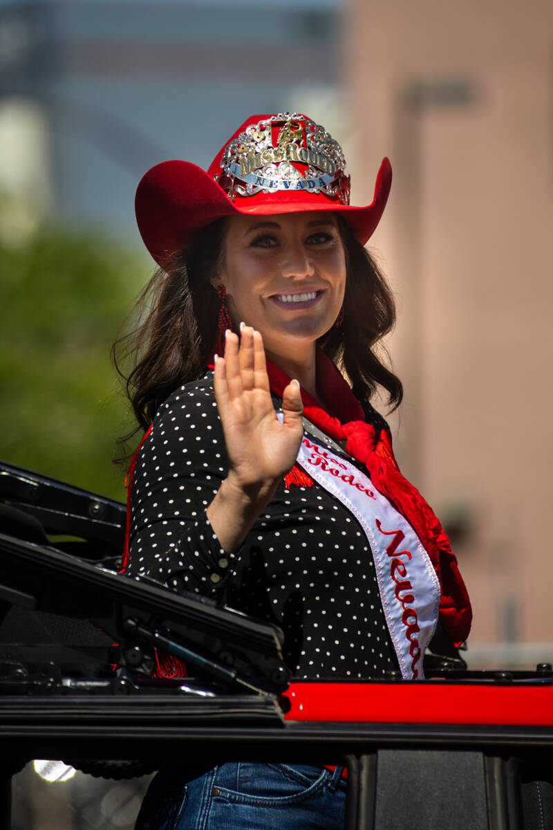 Miss Rodeo Nevada Cyd Curle waves to the crowd during the annual Helldorado Days Parade on Satu ...