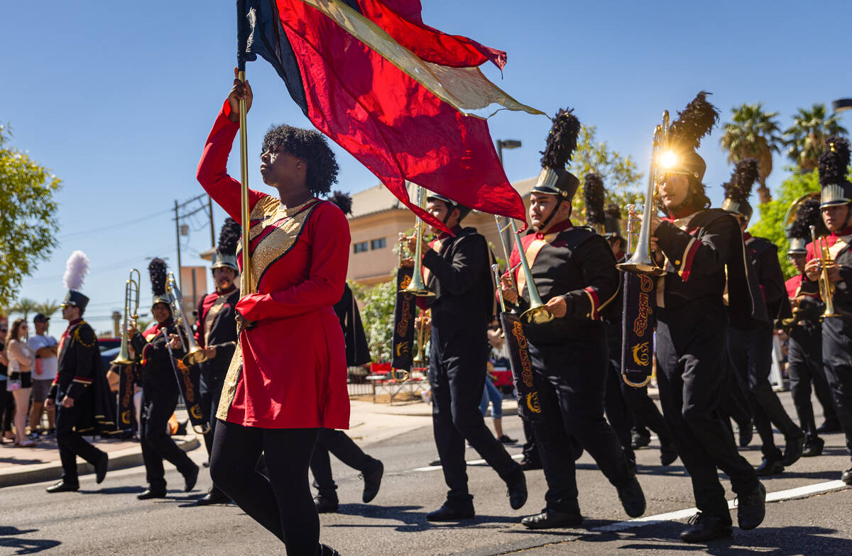 Members of the Del Sol Academy of the Performing Arts marching band perform during the annual H ...
