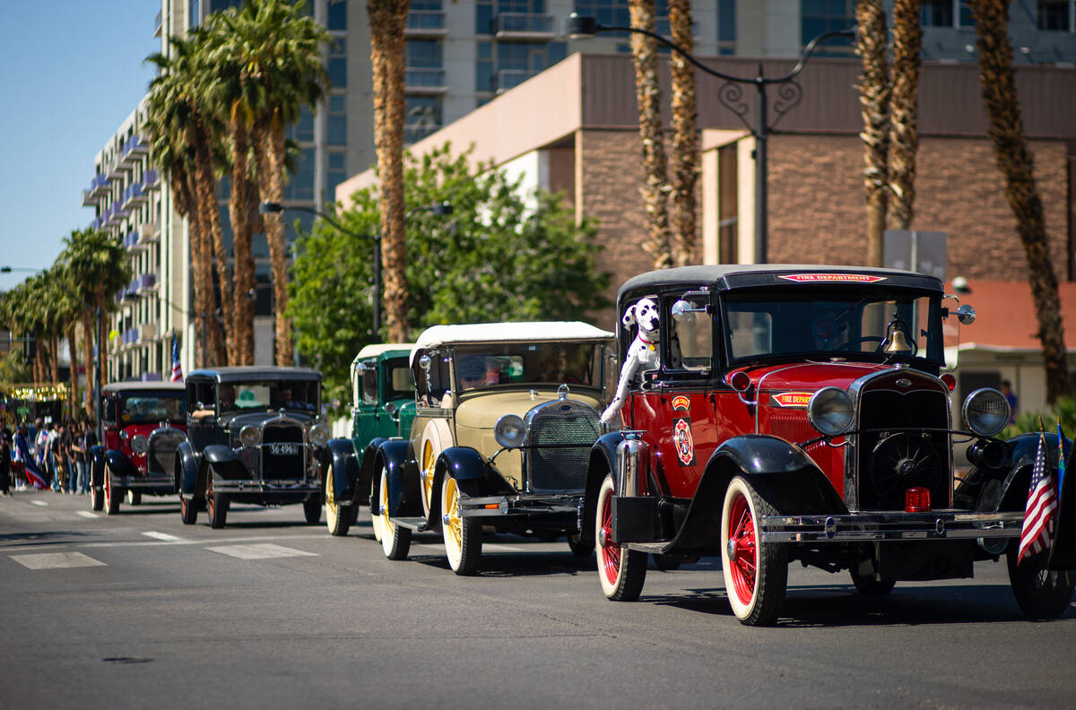 A group of Ford Model T cars pass by during the annual Helldorado Days Parade on Saturday, May ...