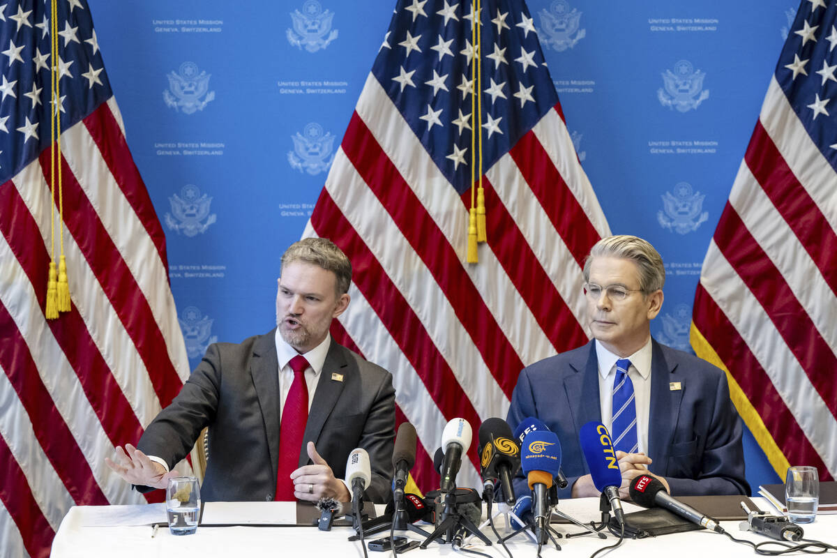 U.S. Trade Representative Jamieson Greer, left, and U.S. Secretary of the Treasury Scott Bessen ...