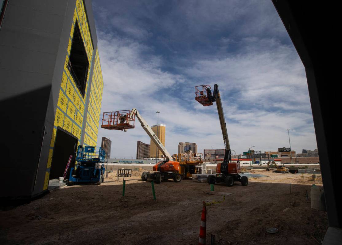 Construction progress is seen at Area15 during a tour of the 20-acre expansion planned at the i ...