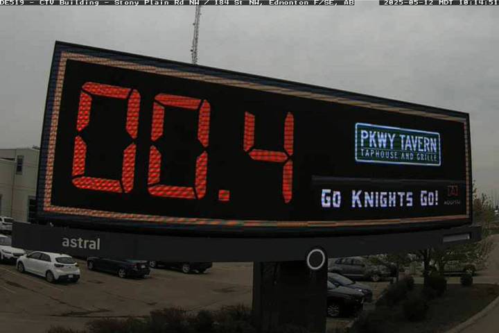 A billboard in Edmonton, Alberta, Canada, celebrating Golden Knights forward Reilly Smith's gam ...