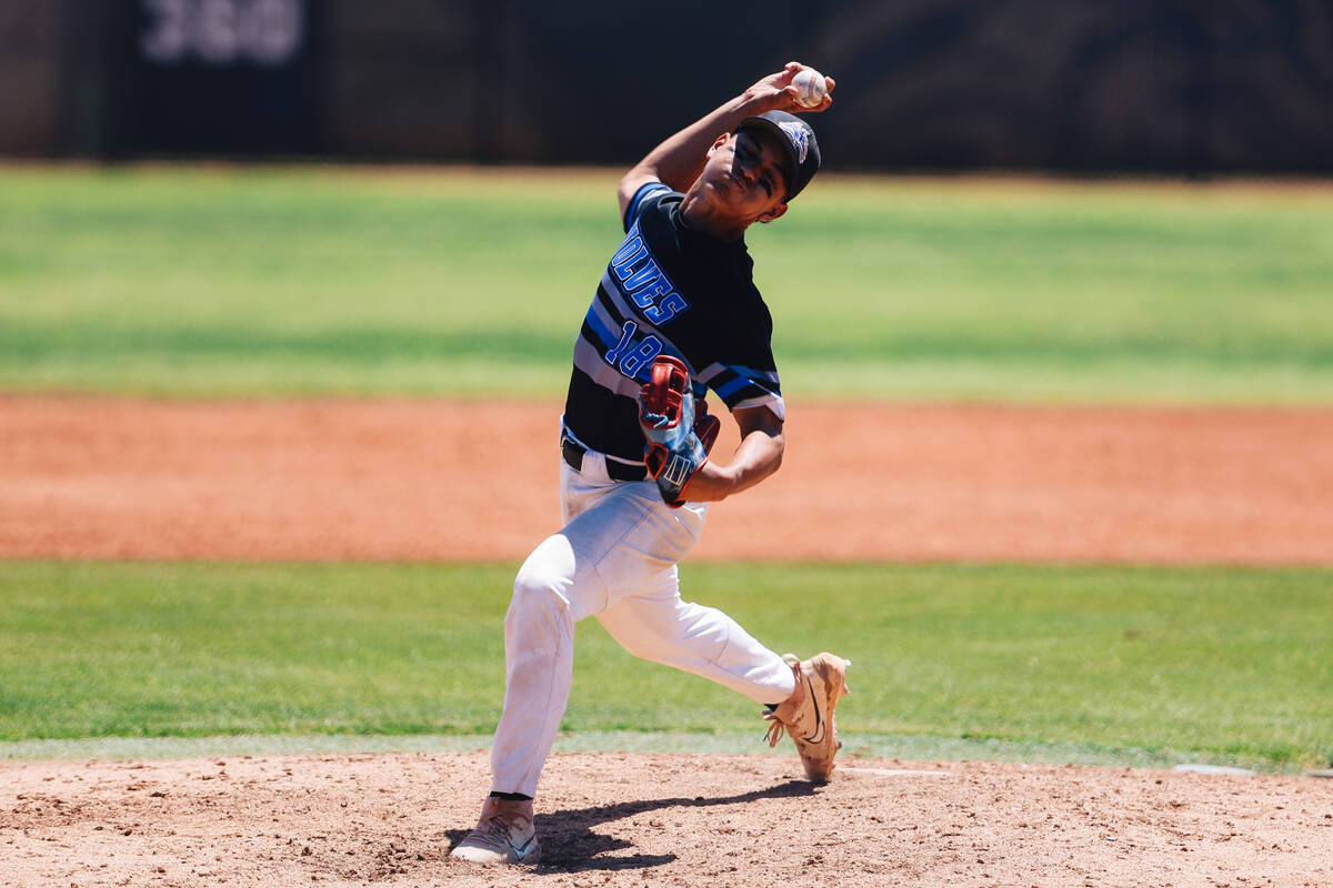 Basic pitcher Dillon Lee throws out the ball during a 5A baseball Southern Region title game be ...