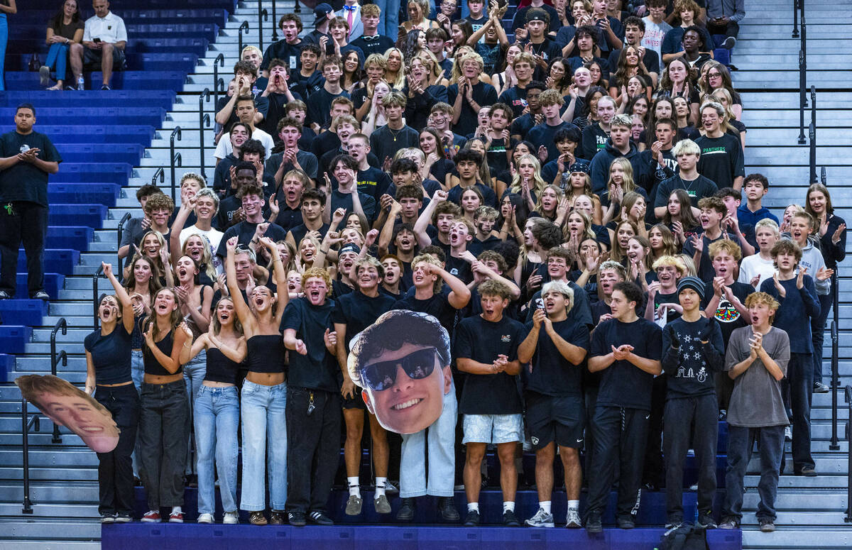 Palo Verde fans get excited for there team as they battle Coronado during the 5A boys volleybal ...