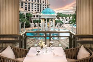 Mr. Chow restaurant is seen overlooking Caesars Palace’s Garden of the Gods Pool Oasis i ...