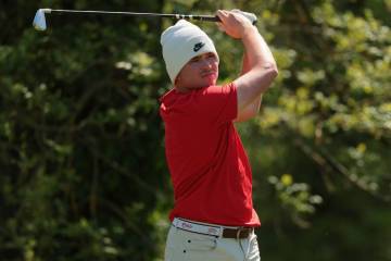 UNLV senior Caden Fioroni fired a 4-under 67 on Tuesday to open a one-shot lead at the NCAA reg ...