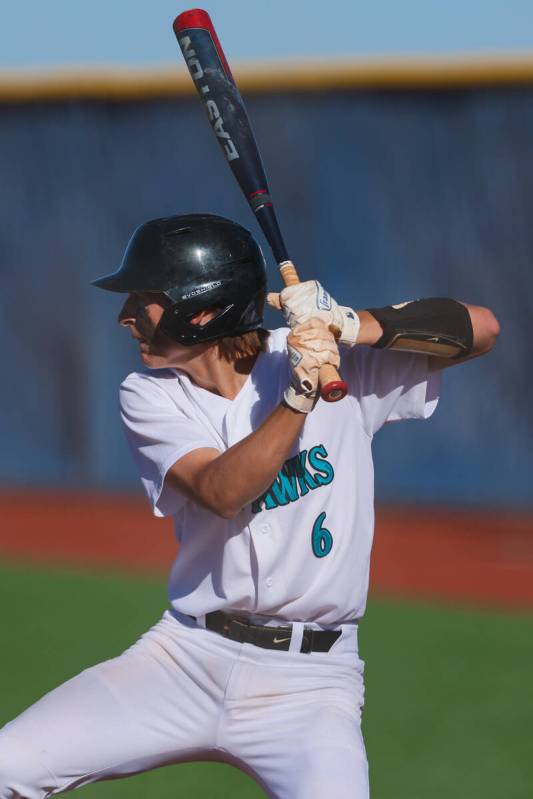 Silverado short stop Hogan Hawkins is up to bat during a 4A high school baseball state semifina ...