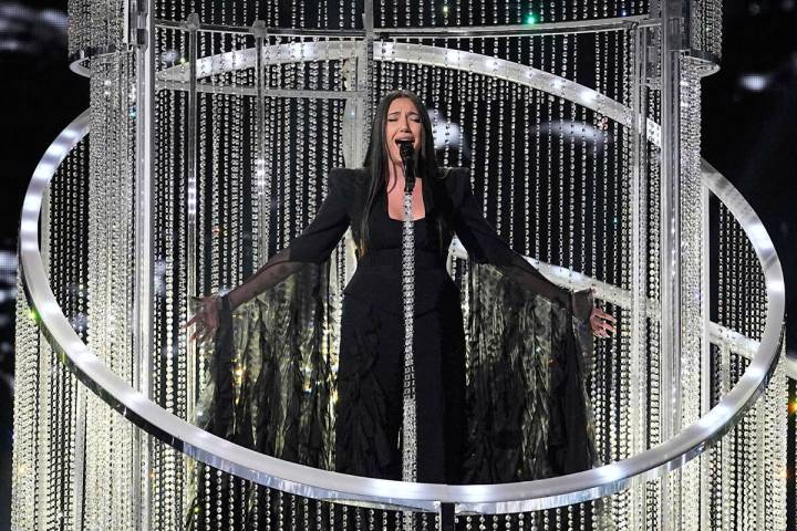 Yuval Raphael from Israel performs the song "New Day Will Rise" during the dress rehe ...