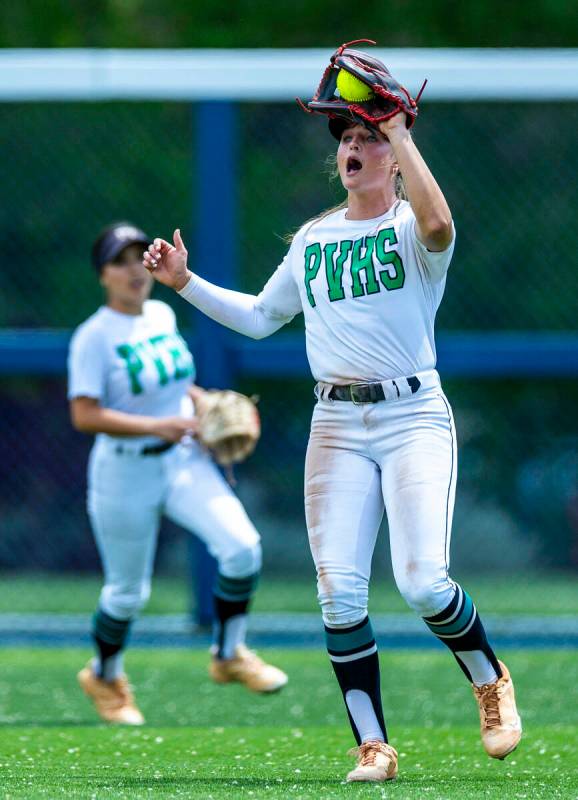 Palo Verde infielder Taylor Johns (11) grabs a pop fly against Centennial during day two of the ...