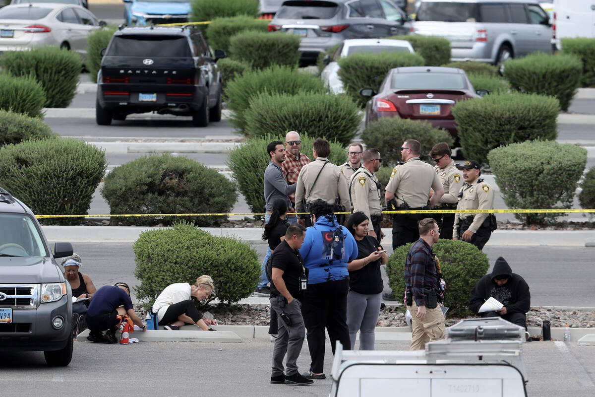 Las Vegas police investigate following an officer involved shooting that left a suspect dead at ...