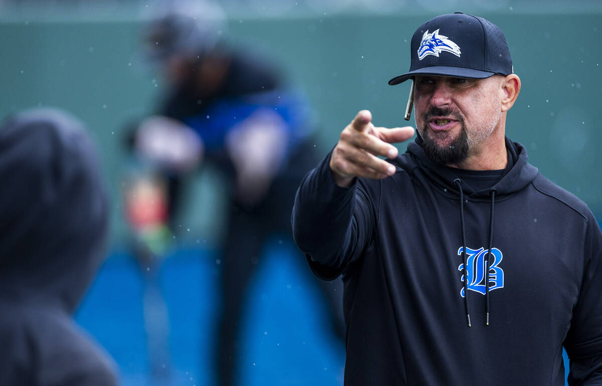 Basic head coach Gino DiMaria keeps his players focused against Reno in extra innings during th ...