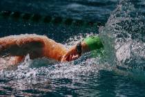 Palo Verde's Max Carlsen competes in the 500-yard freestyle during the swim meet on Saturday, A ...