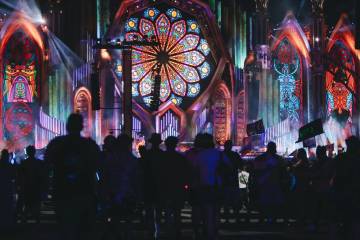 Crowds gather to watch a DJ set at Kinetic Field on the third and final night of the Electric D ...