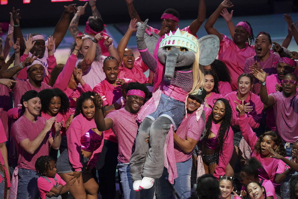 New York Liberty mascot Ellie the Elephant performs during halftime at a WNBA basketball game b ...