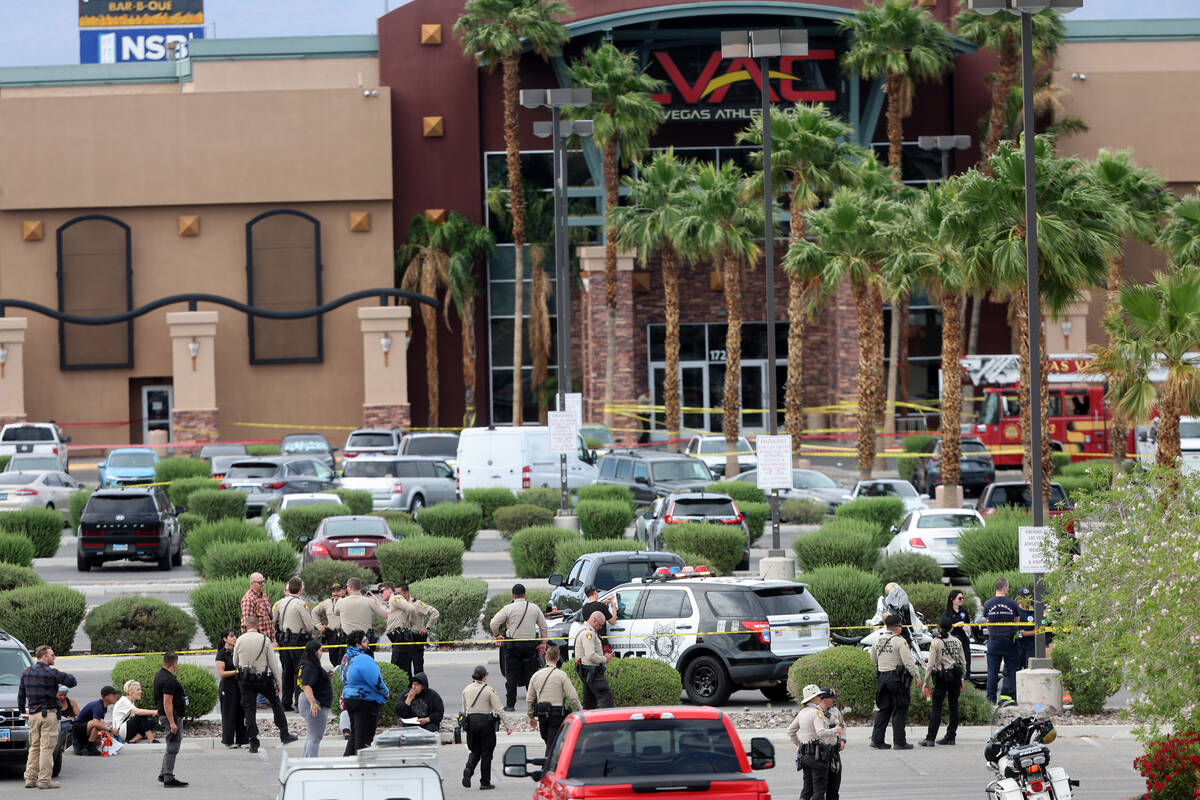 Las Vegas police investigate following an officer involved shooting that left a suspect dead at ...