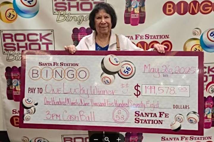 Clementine K. of Las Vegas won $199,578 on Sunday, May 26, 2025, in a bingo session at Santa Fe ...