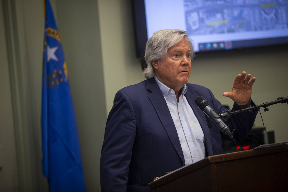 Clark County Commission Chairman Tick Segerblom speaks during a community town hall to address ...