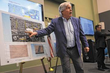 Clark County Commission Chairman Tick Segerblom speaks during a community town hall to address ...