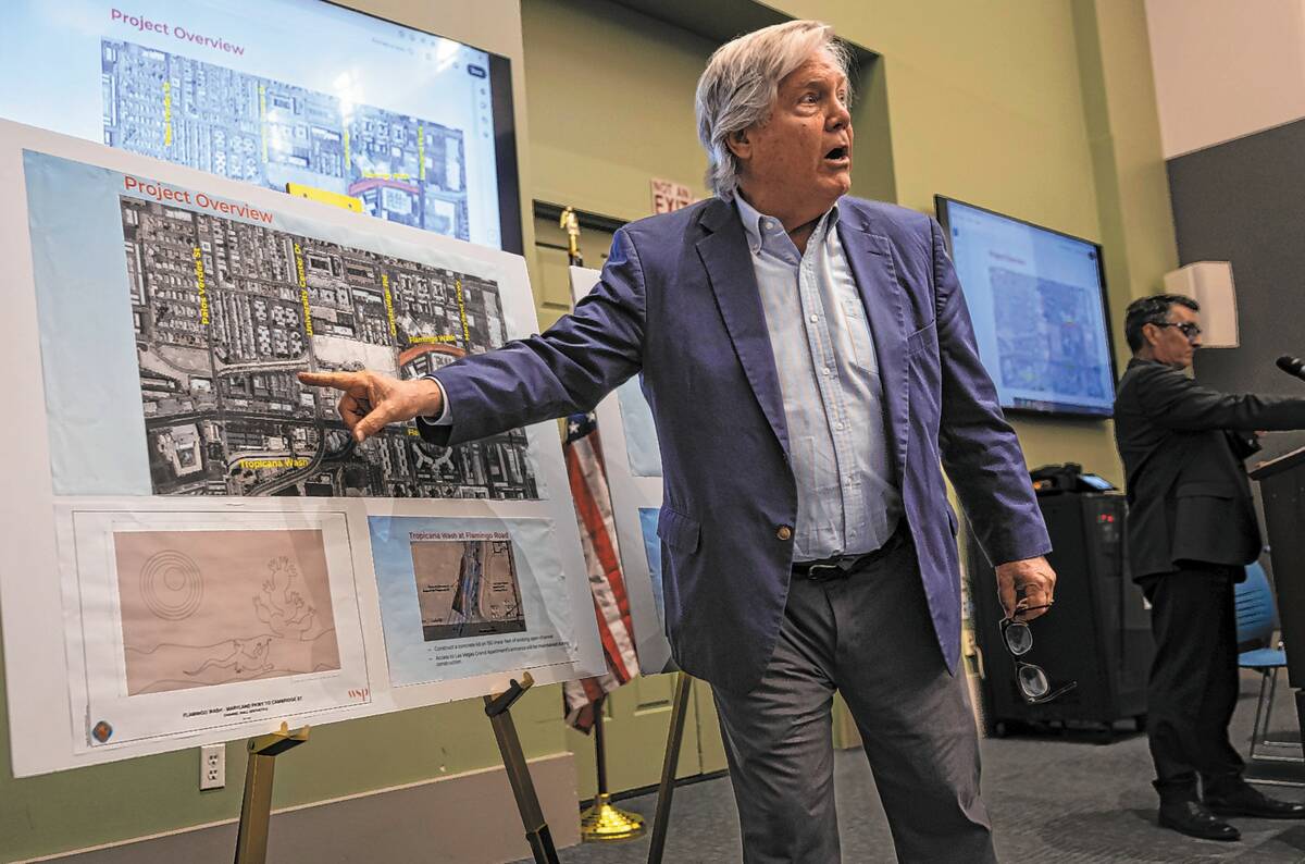 Clark County Commission Chairman Tick Segerblom speaks during a community town hall to address ...