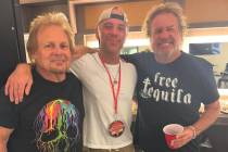 Sammy Hagar, right, and Kenny Chesney, center, are shown at Dolby Live at Park MGM on Friday, M ...