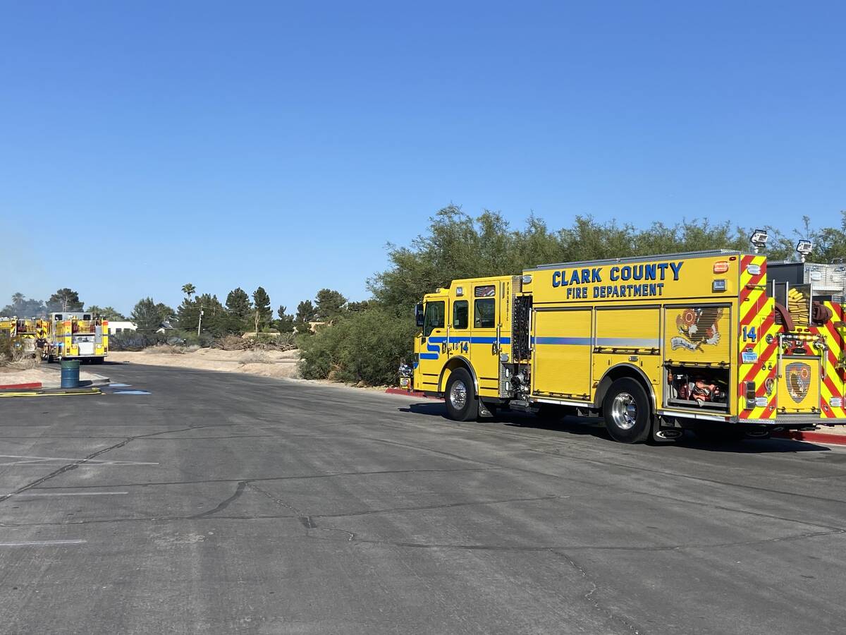 The Clark County Fire Department responding to a fire in the sand dunes area of Sunset Park Wed ...
