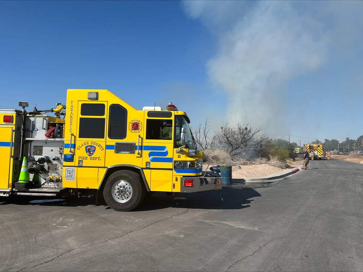 A fire burns at Sunset Park on Wednesday, May 21, 2025. (Clark County Fire Department)