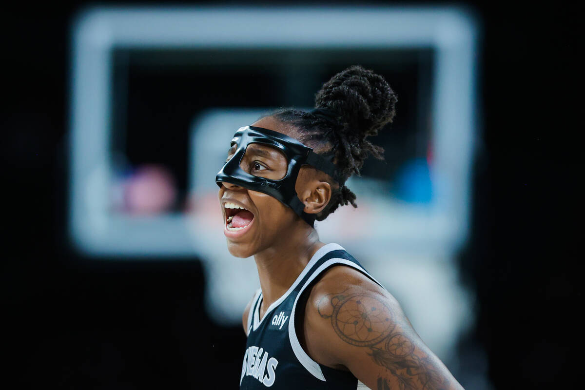 Aces guard Jewell Loyd (24) during a WNBA basketball game between the Aces and Washington Mysti ...