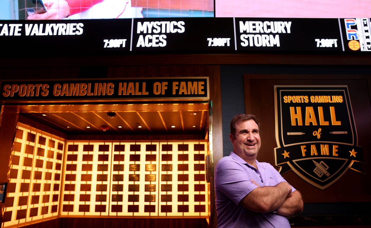 Professional sports bettor Jeff Whitelaw poses at the Sports Gambling Hall of Fame at Circa in ...