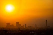 The sun shines through smoke and haze over the north end of the Strip in September 2021. In a r ...