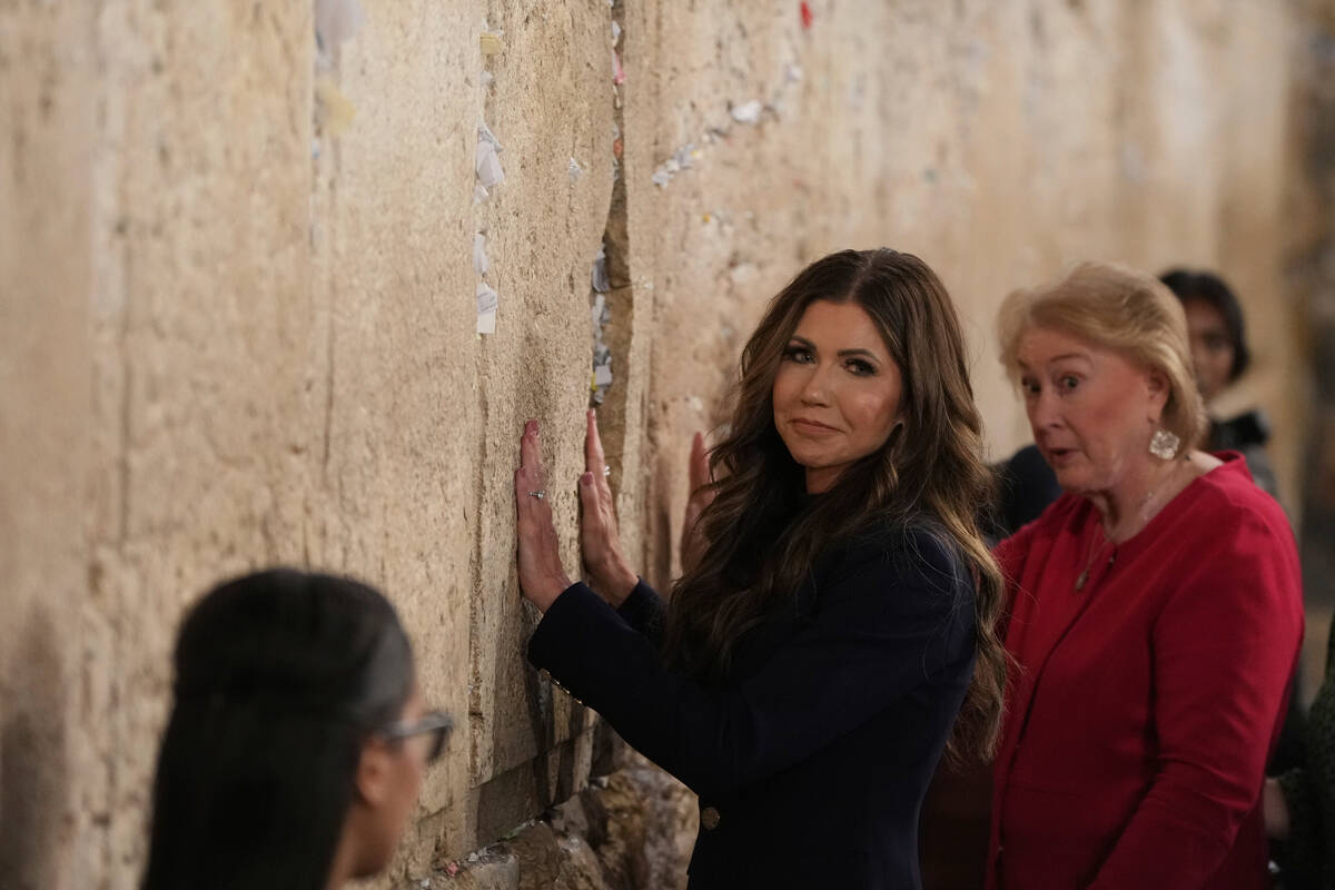 Homeland Security Secretary Kristi Noem visits the Western Wall, the holiest site where Jews ca ...