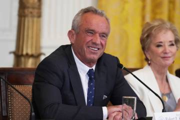 Health and Human Services Secretary Robert F. Kennedy Jr., left, and Education Secretary Linda ...