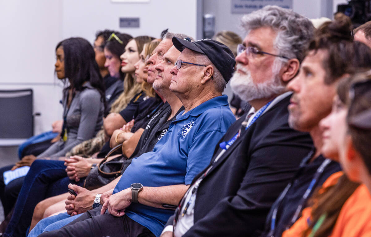 Laborers Local 872 members and others attend a hearing for the Senate version of the Film Tax C ...
