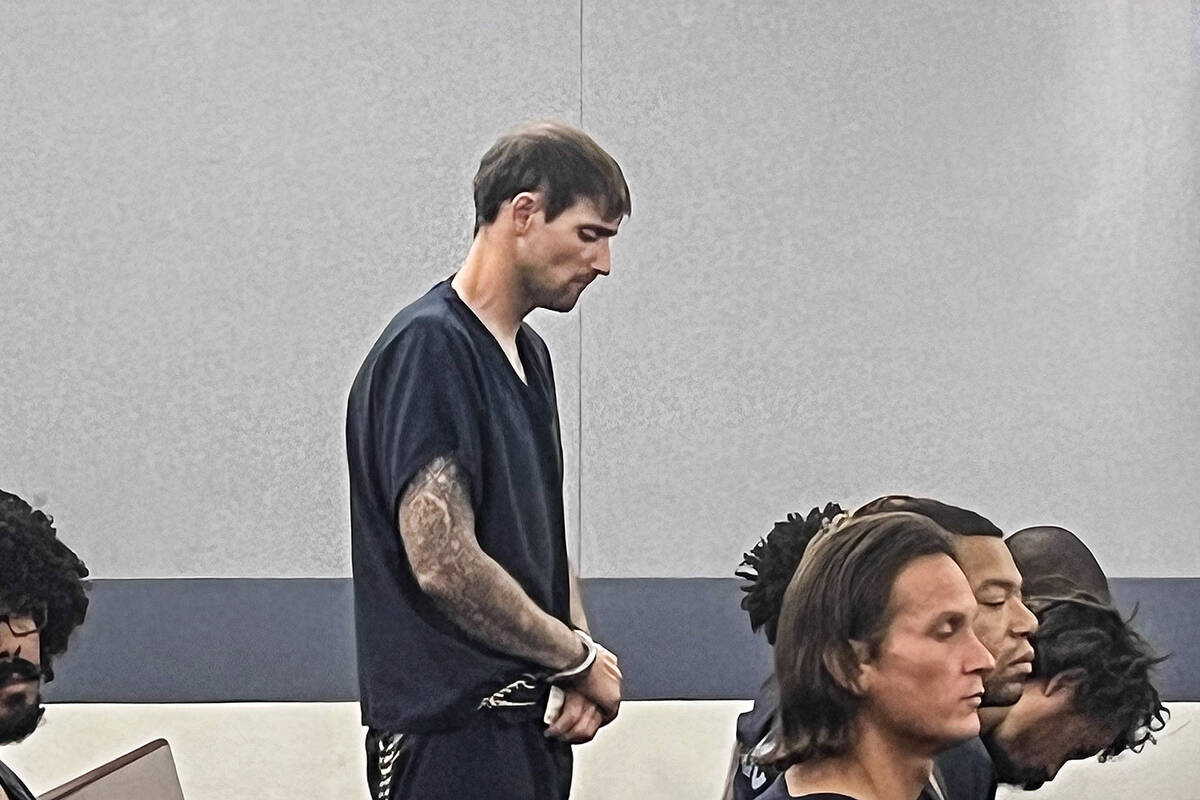 Kyle Capucci appears in court before Las Vegas Justice of the Peace Rebecca Saxe on Wednesday, ...