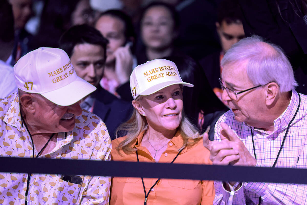 Audience members wait for Vice President JD Vance to speak at the Bitcoin 2025 Conference at Ve ...
