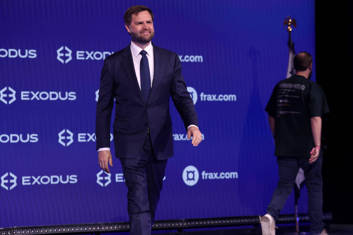 Vice President JD Vance walks on stage at the Bitcoin 2025 Conference at Venetian Expo in Las V ...