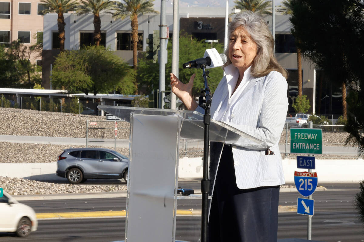 Rep. Dina Titus speaks during a groundbreaking ceremony where the city of Henderson officially ...