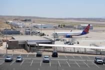 A Sun Country Airlines jet is seen at the Laughlin-Bullhead International Airport Thursday, May ...