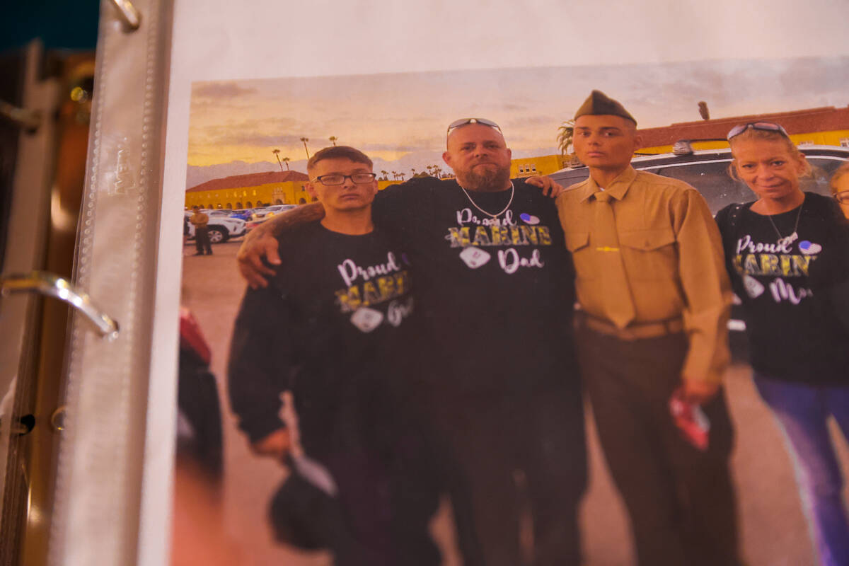 Keanu Enright, 17, left, in a photograph with his family on Dec. 18, 2024, in Las Vegas. (Madel ...
