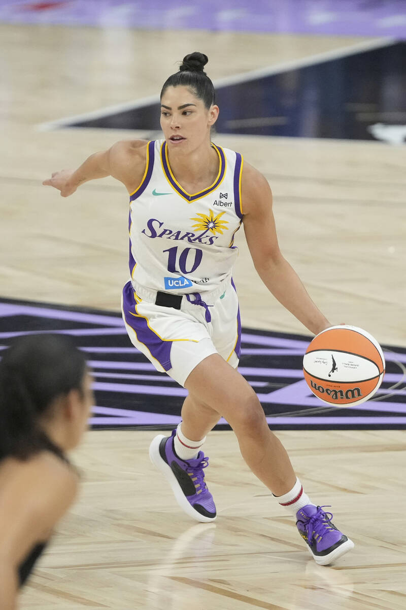 Los Angeles Sparks guard Kelsey Plum during a WNBA basketball game against the Golden State Val ...
