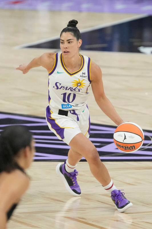 Los Angeles Sparks guard Kelsey Plum during a WNBA basketball game against the Golden State Val ...