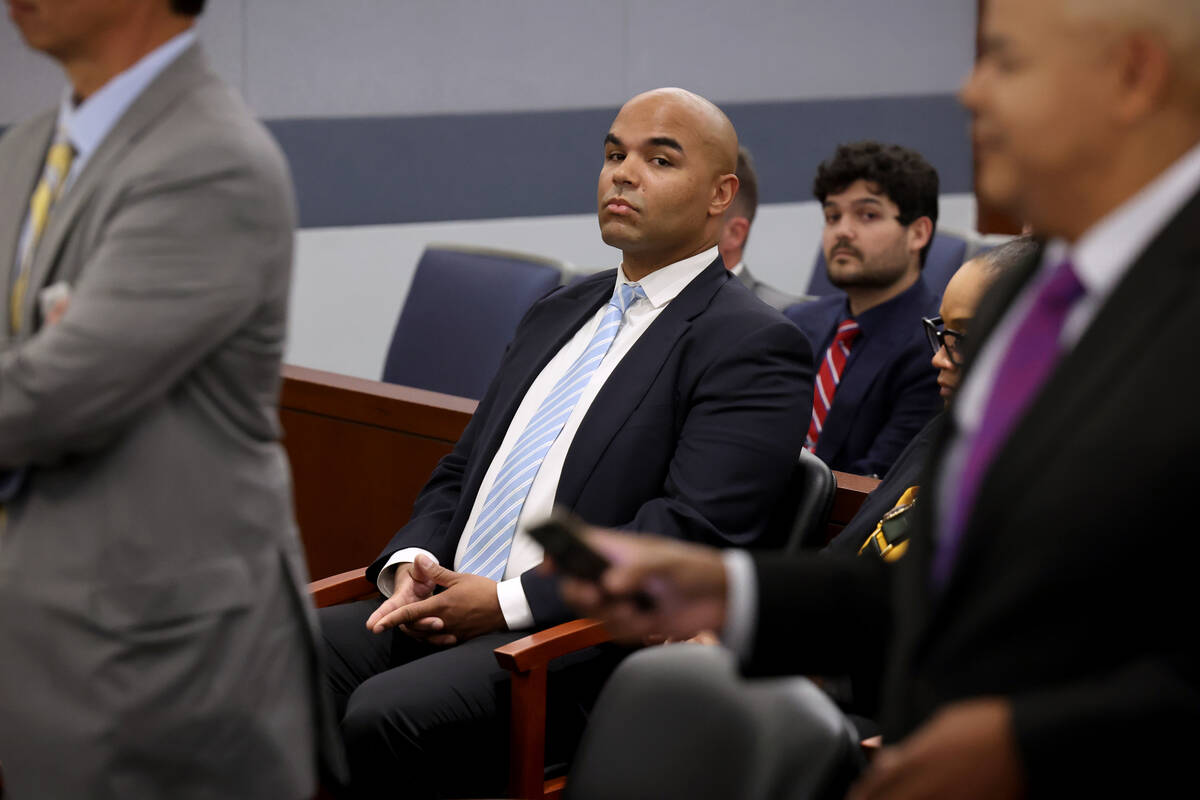 Justin Simpson, son of O.J. Simpson, listens during a court hearing regarding the estate of the ...