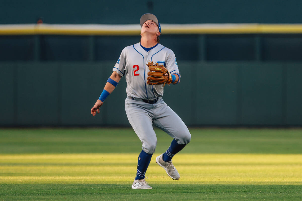 Oklahoma City Dodgers infielder Austin Gauthier (2) looks up as he searches for the ball during ...