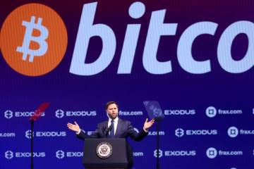 Vice President JD Vance speaks at the Bitcoin 2025 Conference at Venetian Expo in Las Vegas Wed ...