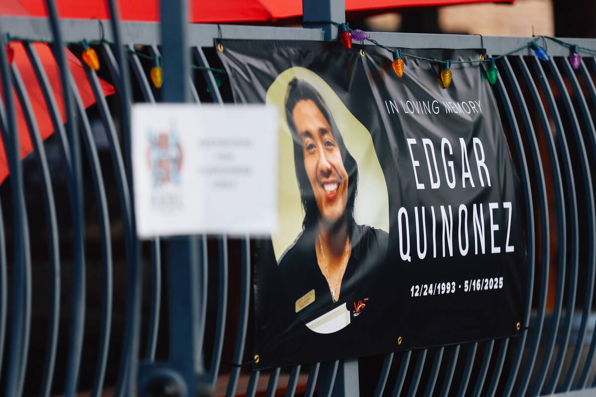 Signs are put out for a memorial gathering for Edgar Quinonez at HUDL Brewing Co. on Saturday, ...