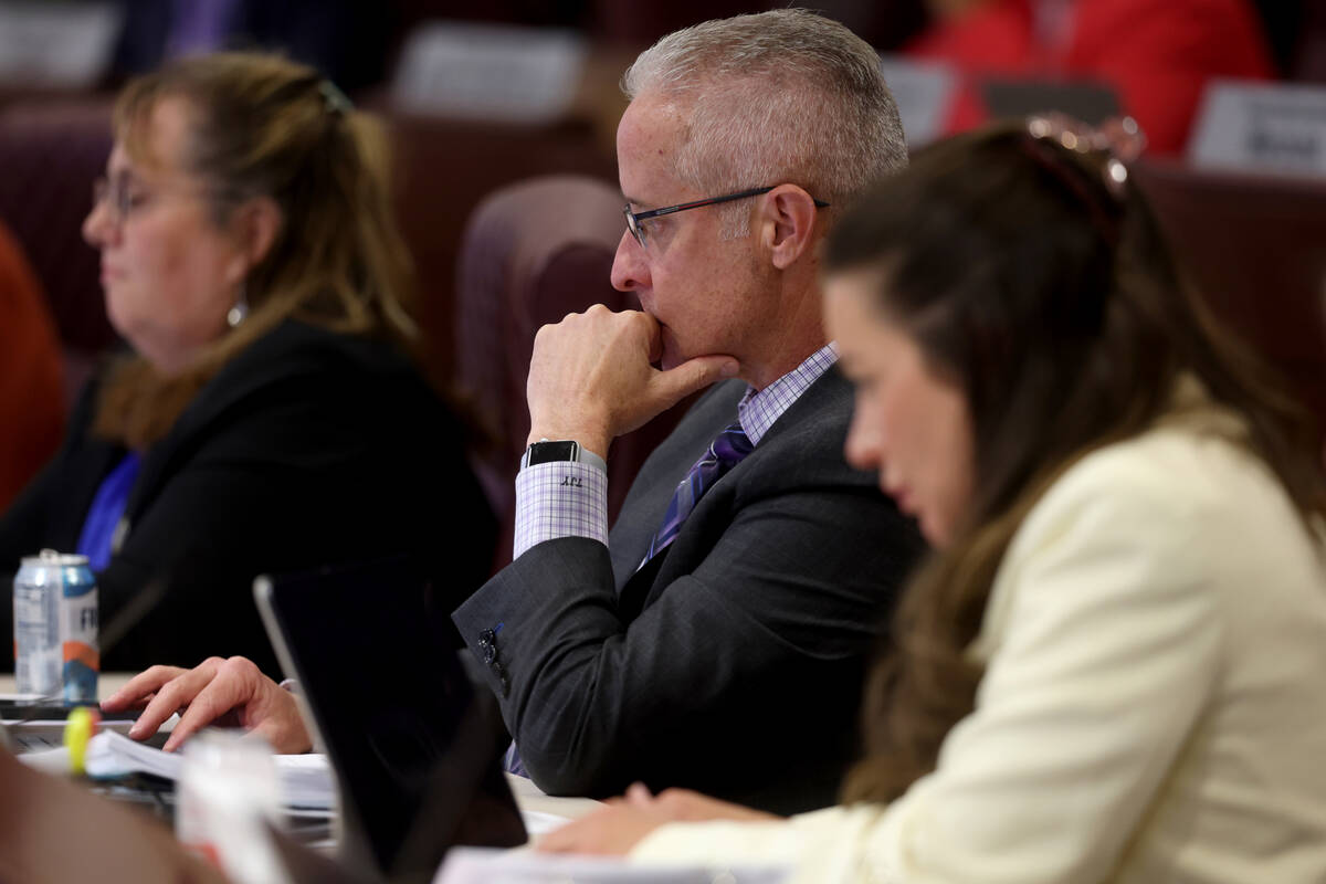 Members of the Assembly Commerce and Labor Committee, including Thaddeus Yurek, R-Henderson, ce ...