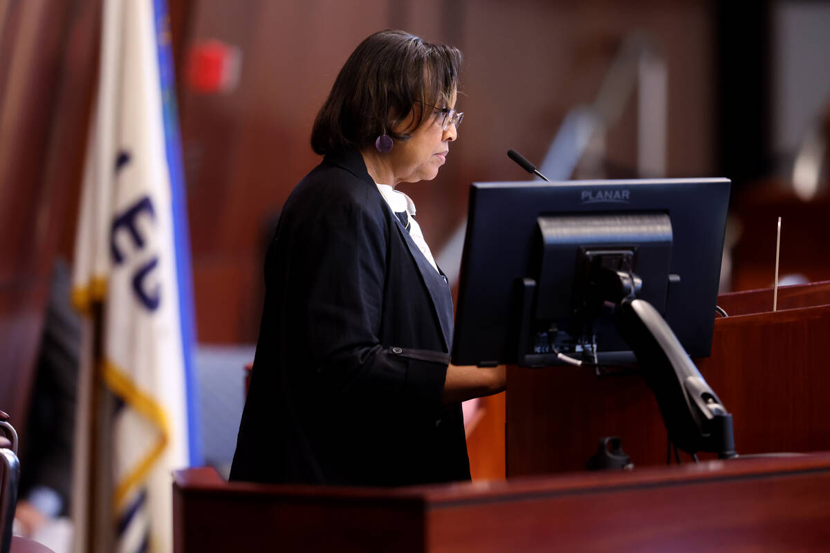 Assembly member and Speaker Pro Tempore Daniele Monroe-Moreno, D-North Las Vegas, leads a floor ...