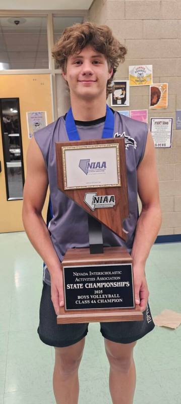 Basic's Porter Hughes is a member of the Nevada Preps All-Southern Nevada boys volleyball team.
