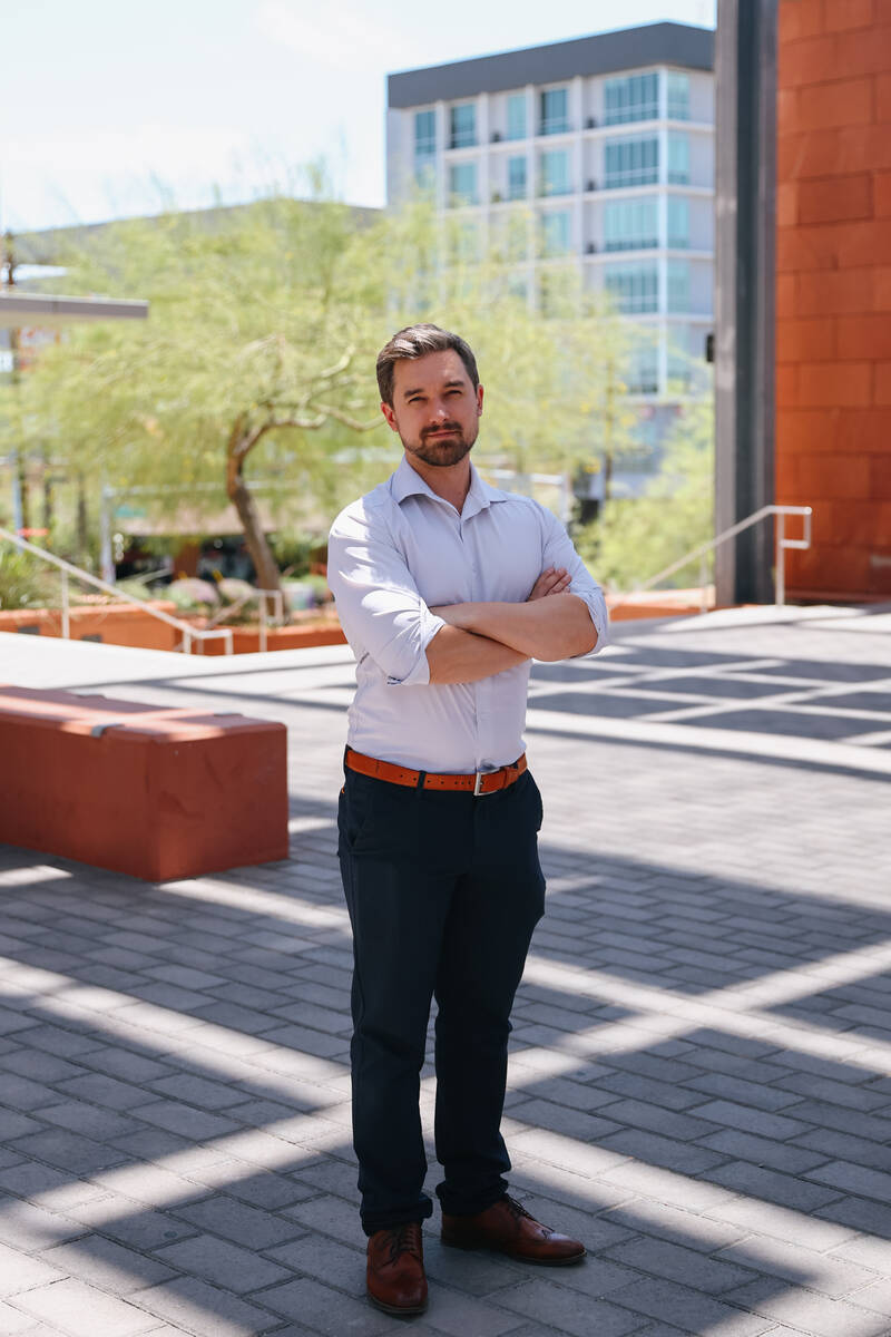 UNLV assistant professor Ben Leffel stands for a portrait on May 28, 2025 on campus. (Liv Pagg ...
