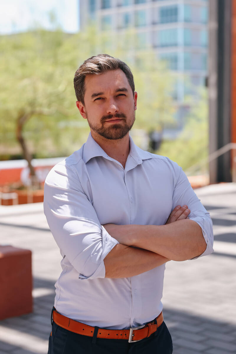 UNLV assistant professor Ben Leffel stands for a portrait on May 28, 2025, on campus. (Liv Pagg ...