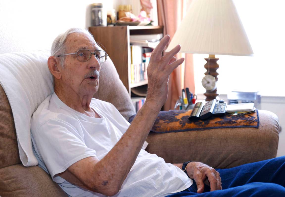 Phillip Stromme, 91, speaks about his son Scott, a 68-year-old Las Vegas amateur beekeeper, dur ...